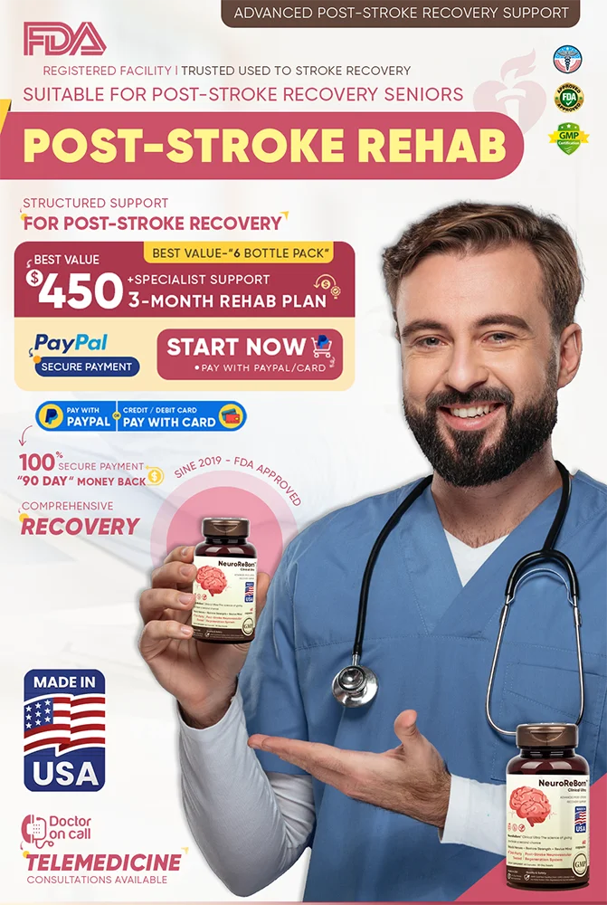 NeuroReBorn™ Clinical Ultra — premium neurovascular recovery support for stroke survivors. 6-Bottle plan Best Value USD 450 · Free US delivery.